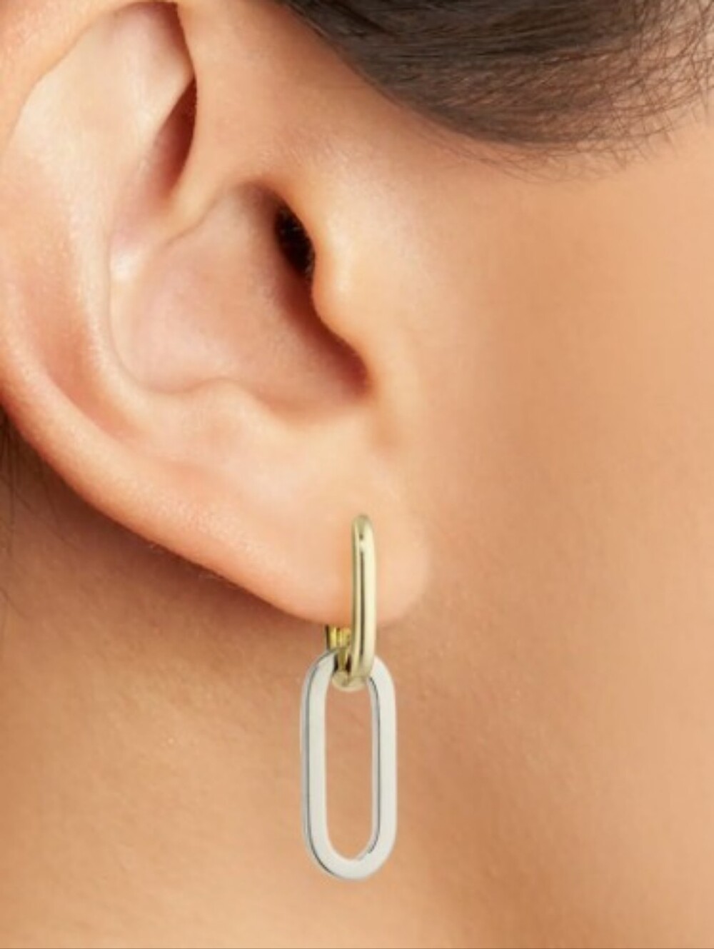 Vivo Sterling Silver Two-Tone Link EarringsArgento